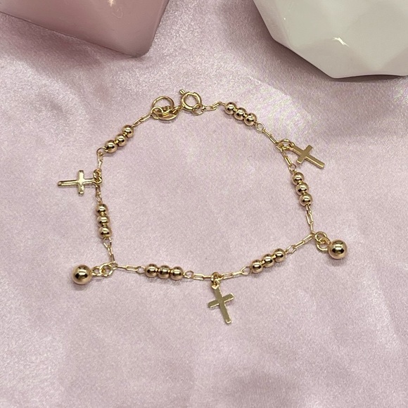 18k Gold Filled Cross Bracelet 7.5" Long ✨ - Picture 3 of 3